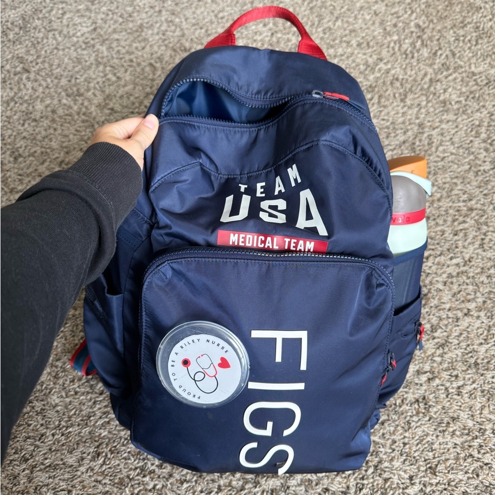 Figs Blue and Red Backpack with USA Branding